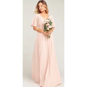 Show Me Your Mumu Emily Maxi Dress Women Medium Blush Pink Flutter Bridal